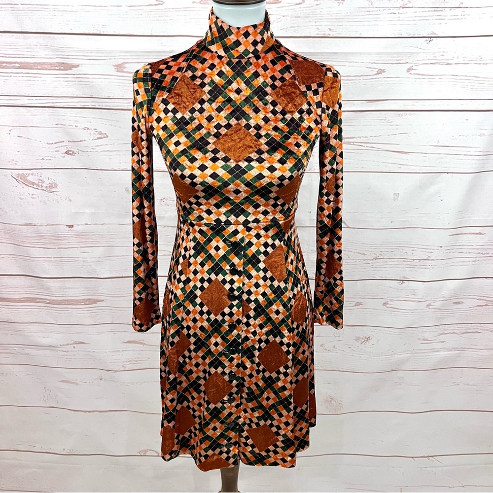 Vintage Multicolor Geometric Dress